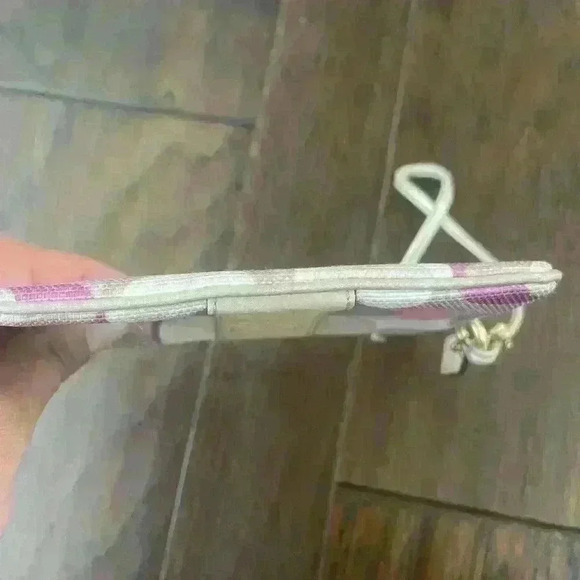 Coach Signature Colette Scarf Print Wristlet Clutch Pink - Picture 5 of 8